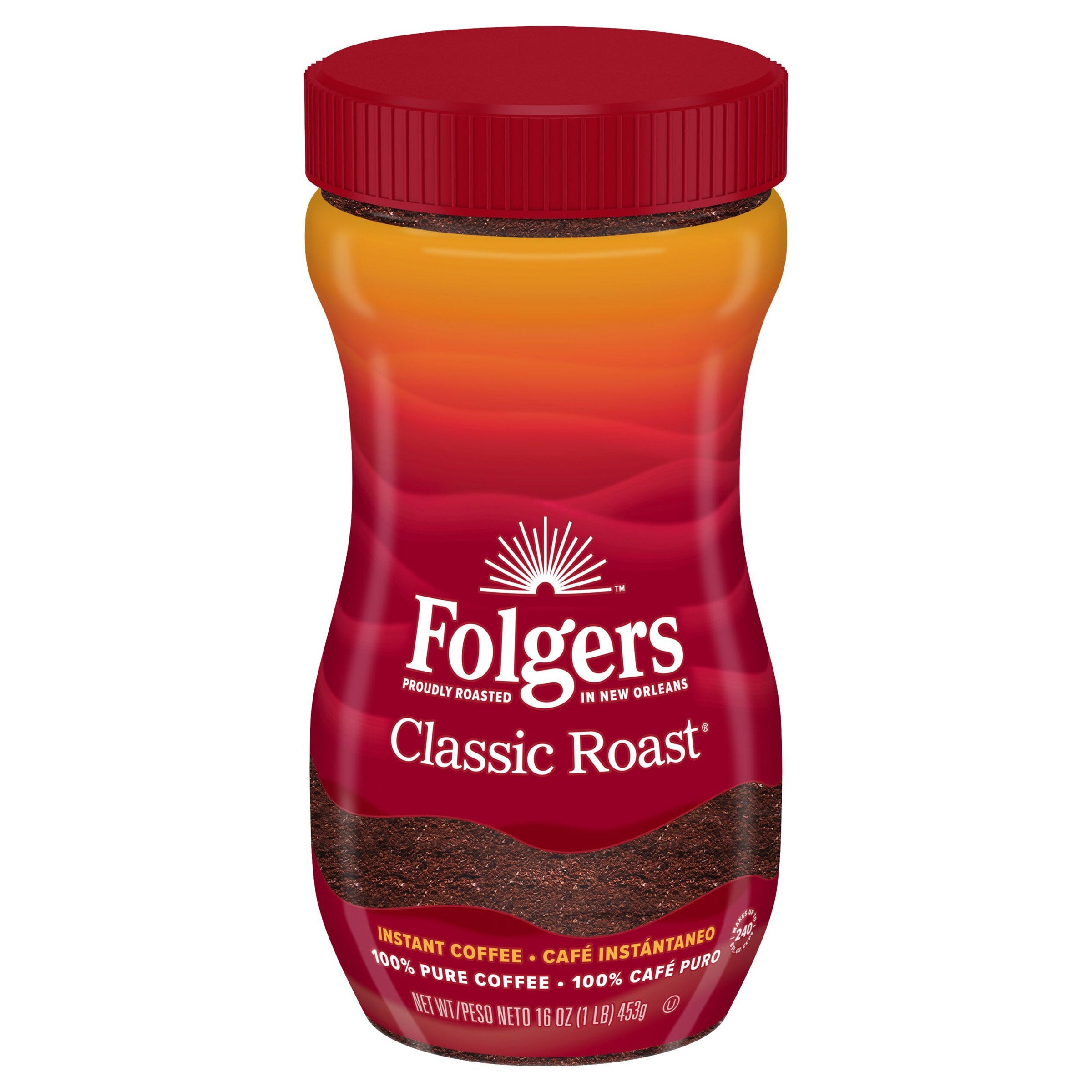 Folgers Classic Roast Instant Coffee, 16 oz