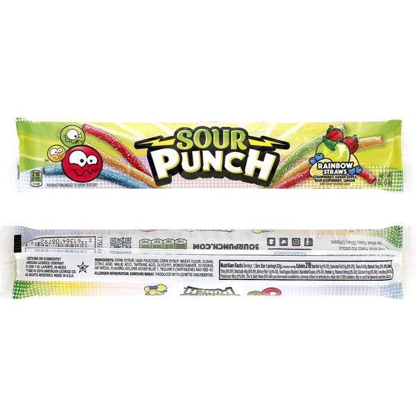 Sour Punch Straws, Rainbow, 2 oz, 24 ct