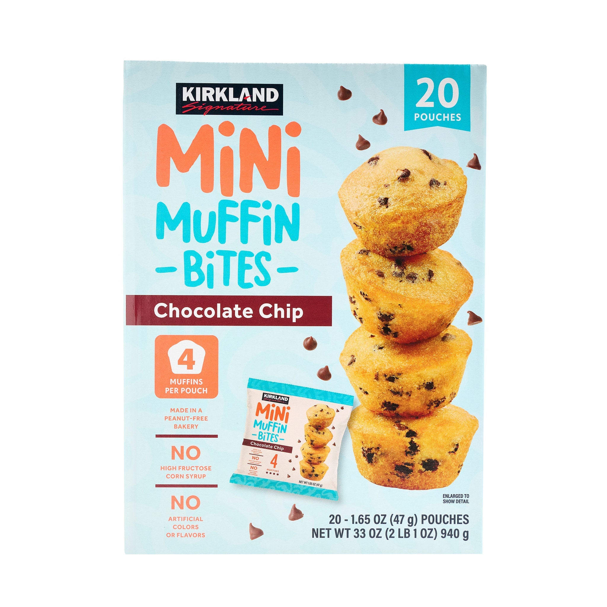 Kirkland Signature Mini Muffin Bites, Chocolate Chip, 1.65 oz, 20-count