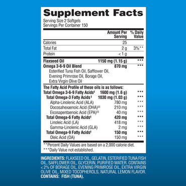 Member's Mark Omega 3-6-9 with Sustainably Sourced Tuna Oil Softgels, 300 ct.