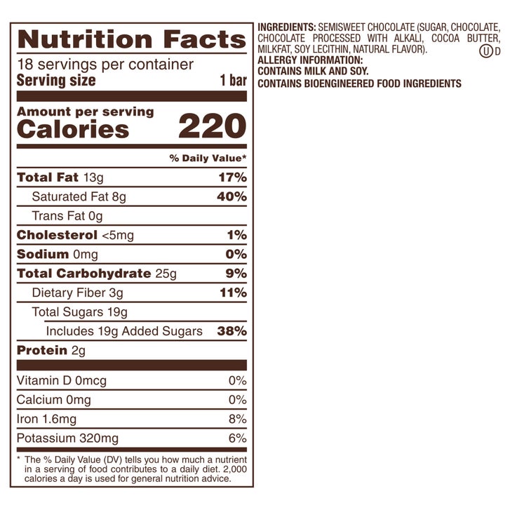 Dove Dark Chocolate Candy Bars, Full Size, 1.44 oz, 18-count