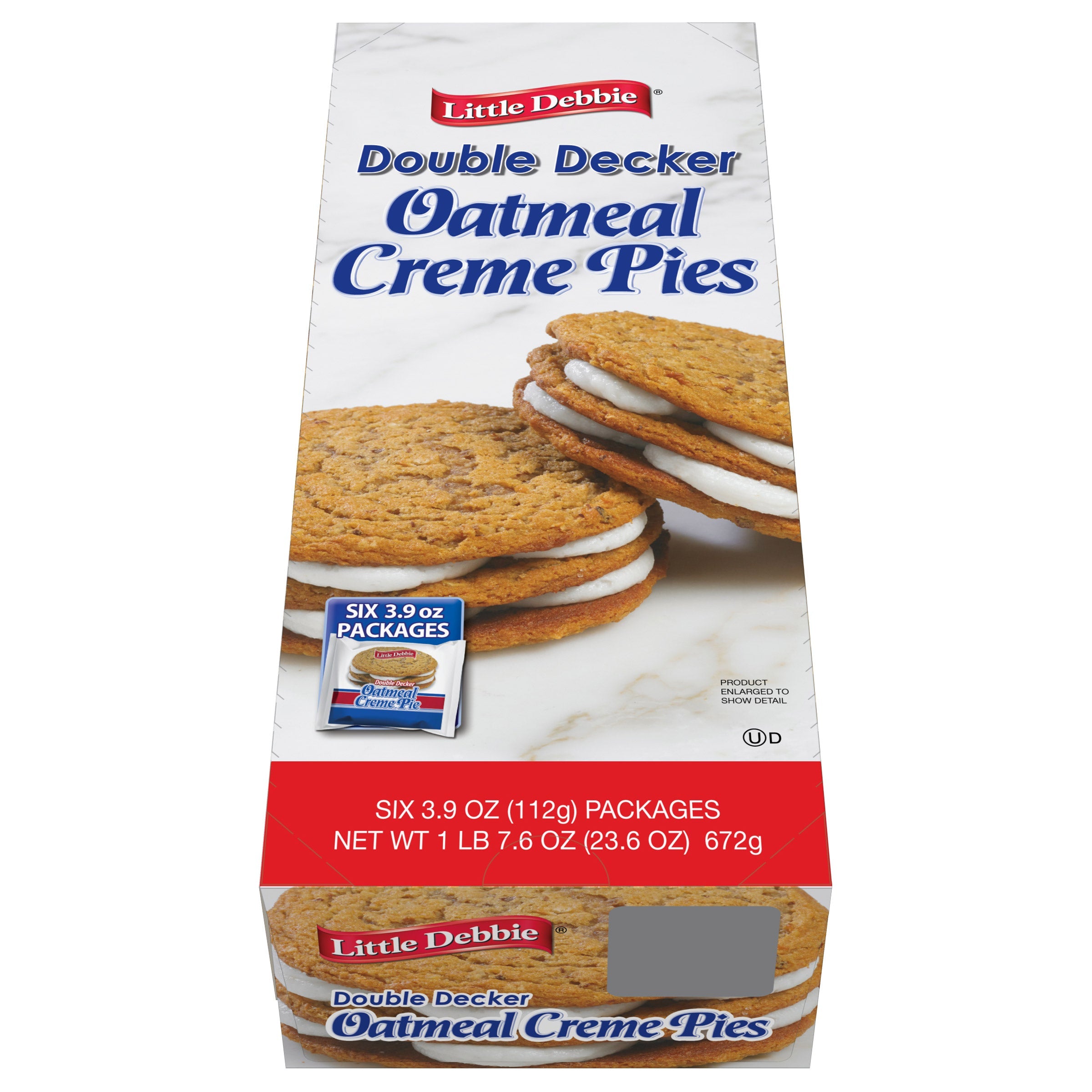 Little Debbie Double Decker Oatmeal Creme Pies, 3.9 oz, 6-count