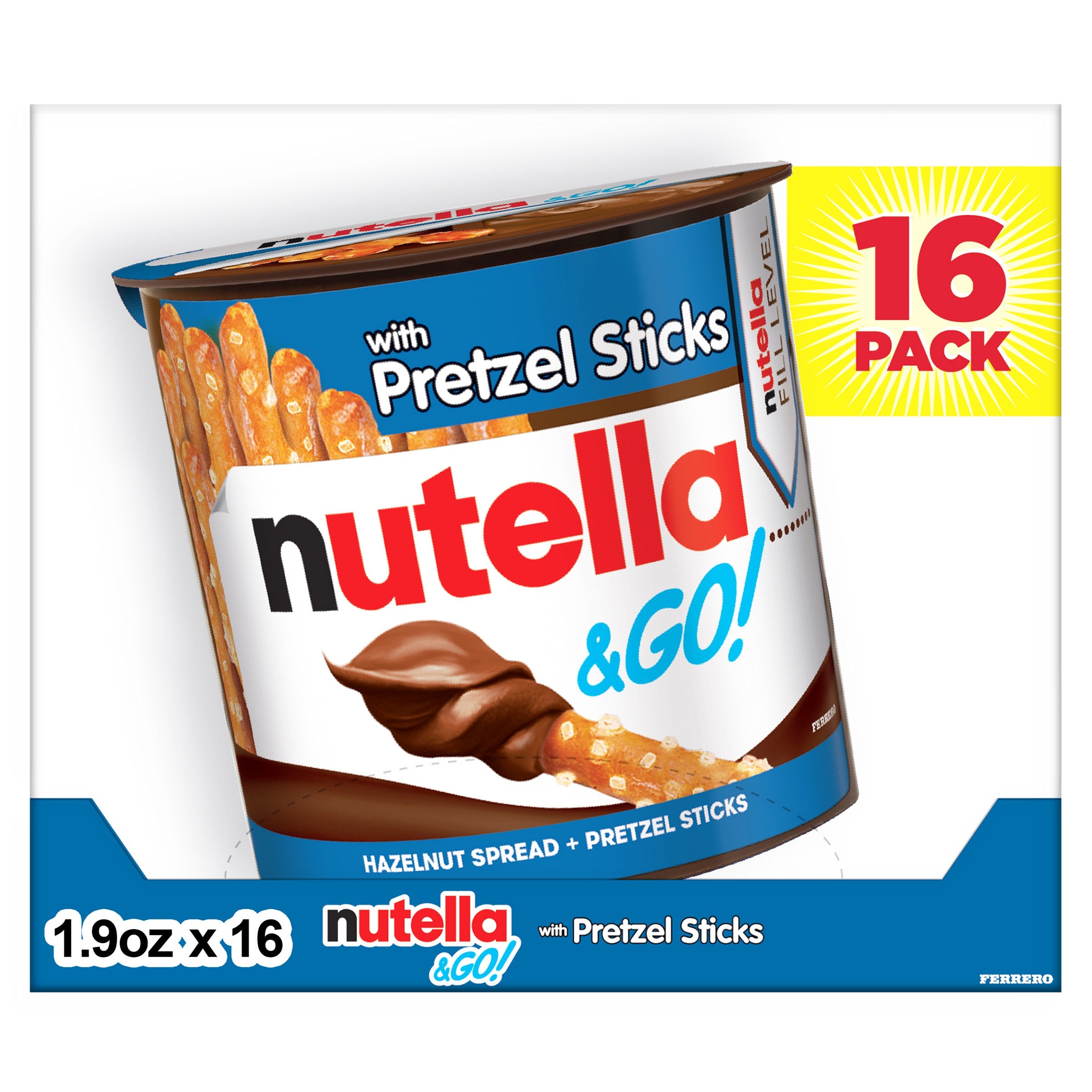 Nutella & GO! Hazelnut and Cocoa Spread With Pretzels, 1.9 oz, 16 Pack