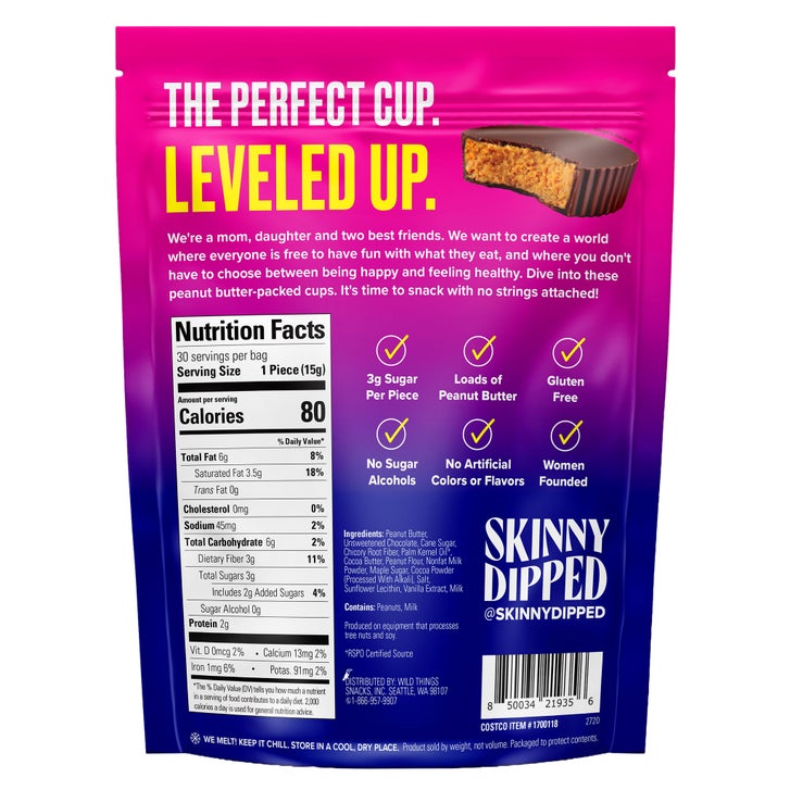 Skinny Dipped Dark Chocolate Peanut Butter Cups, 30-count