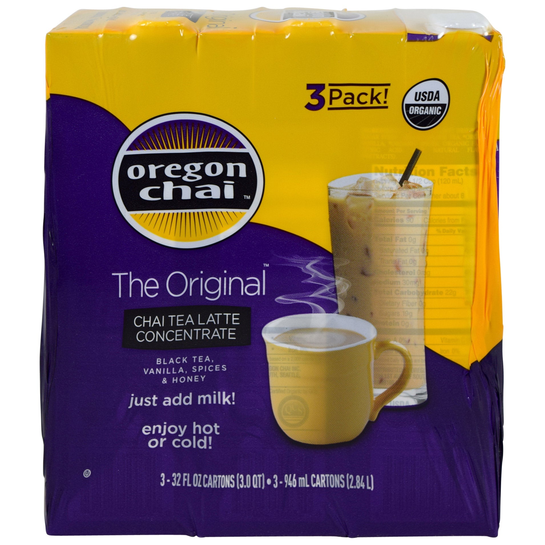 Oregon Chai, Original Organic Chai Tea Latte Concentrate, 32 fl. oz., 3-Count