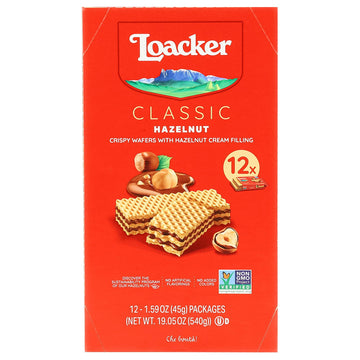 Loacker Classic Crispy Wafers, Hazelnut, 1.59 oz, 12 Count