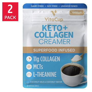 VitaCup Keto Collagen Coffee Creamer, Vanilla Flavor, 2 Pack, 20 oz. Total