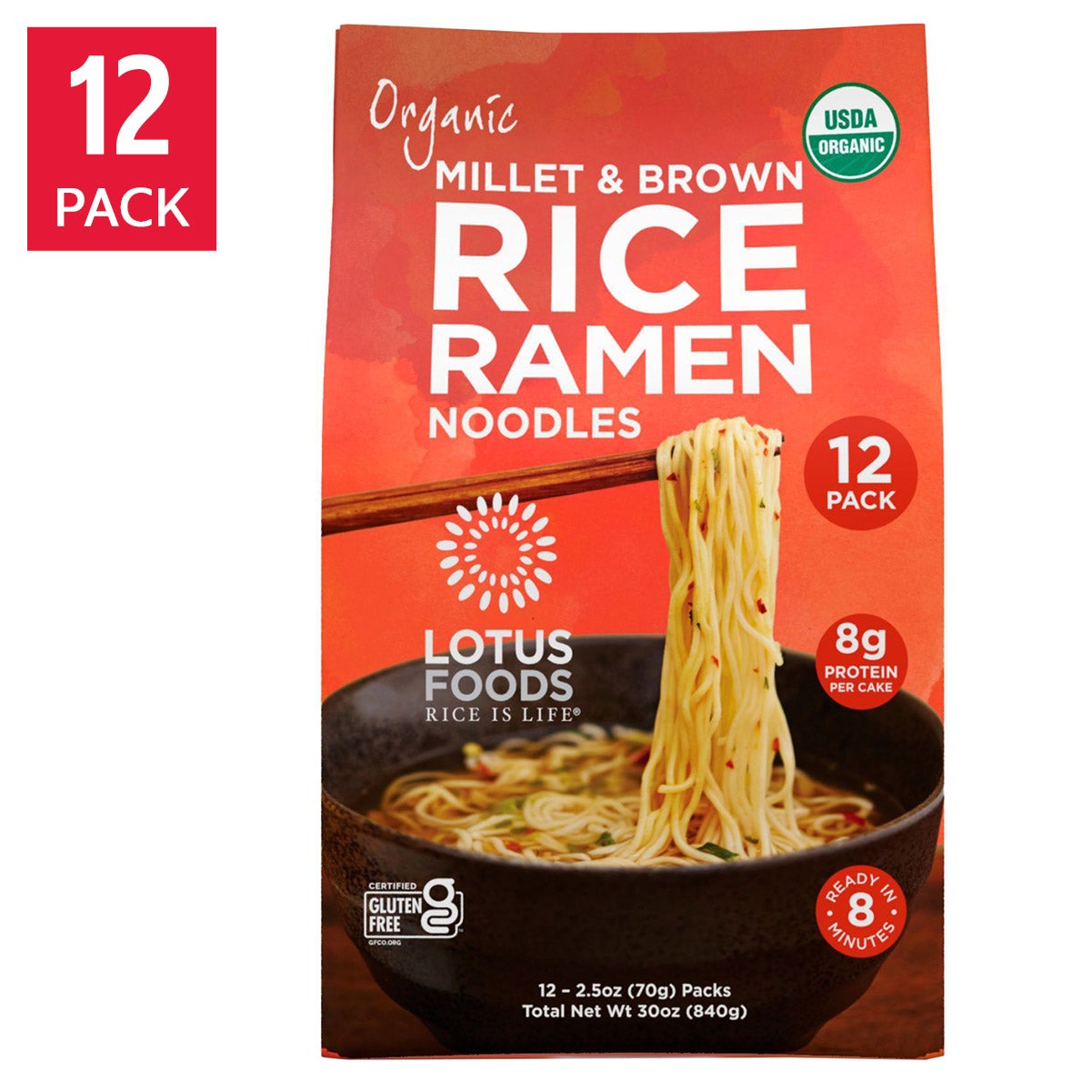Lotus Foods, Organic Millet & Brown Rice Ramen, 2.5 oz, 12-Count