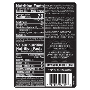 DaVinci Classic Syrup, Coconut, 25.4 oz