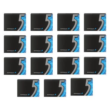 5 Gum Sugar Free Chewing Gum, Peppermint Cobalt, 15 Sticks, 10-Count