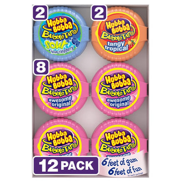 Hubba Bubba Bubble Gum Tape, Variety Pack, 2 oz, 12-count