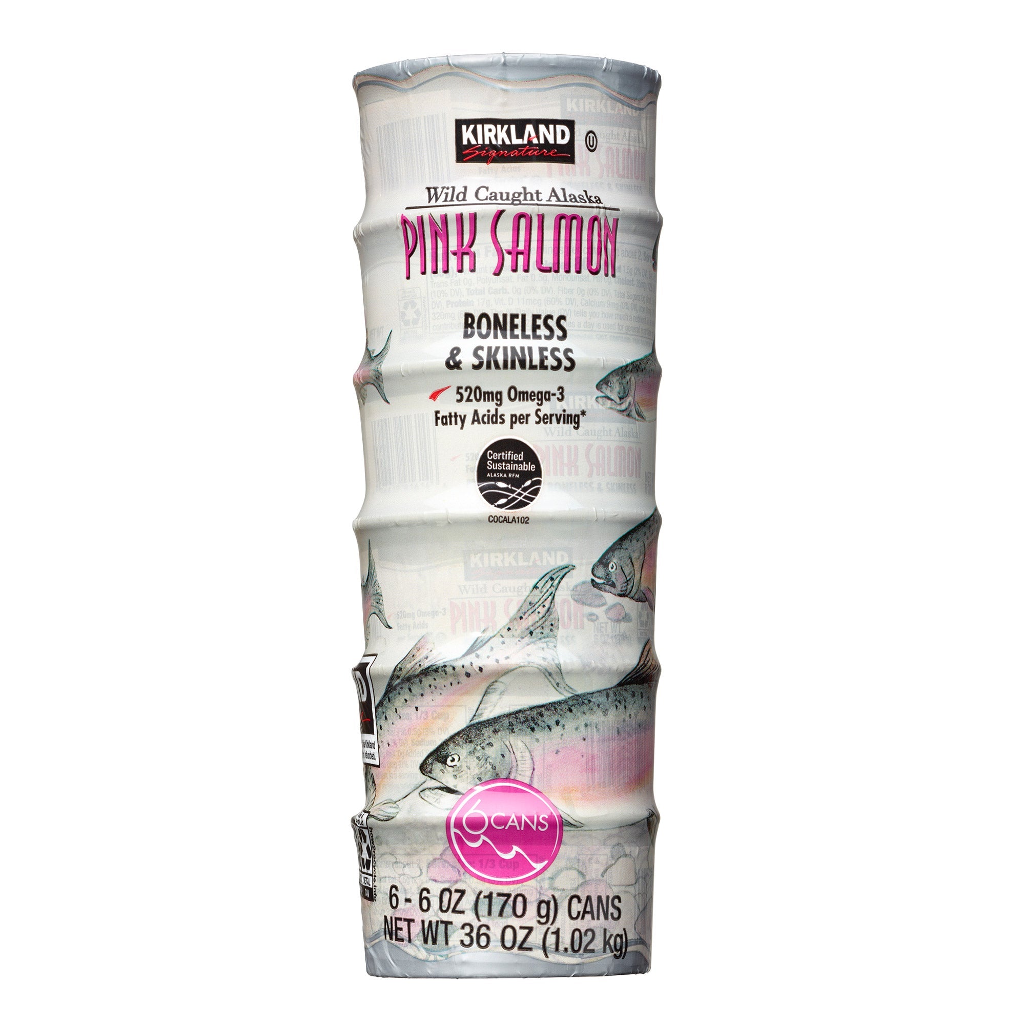 Kirkland Signature, Wild Alaskan Pink Salmon, 6 oz, 6-Count