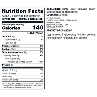 Kirkland Signature Dried Mangoes, Sweetened, 35 oz