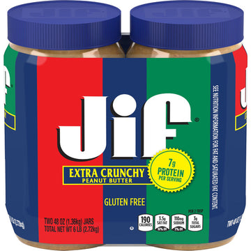 Jif Extra Crunchy Peanut Butter, 48 oz, 2 ct