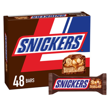 Snickers Chocolate Candy Bars, Full Size, 1.86 oz, 48-count