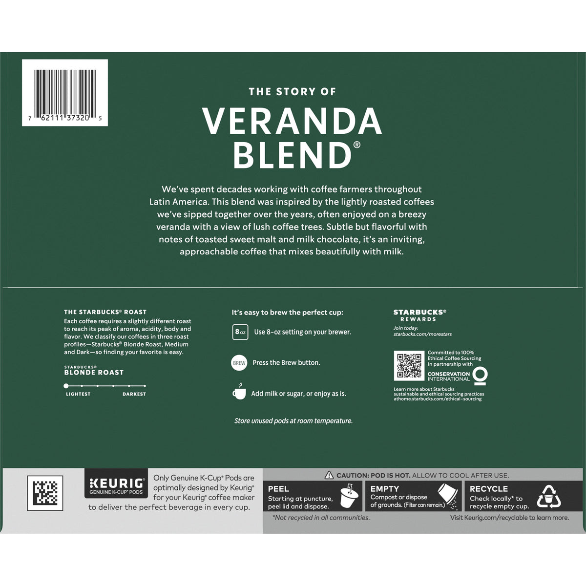 Starbucks Veranda Blend Blonde Roast K-Cup Pods, 72 Count – view 3