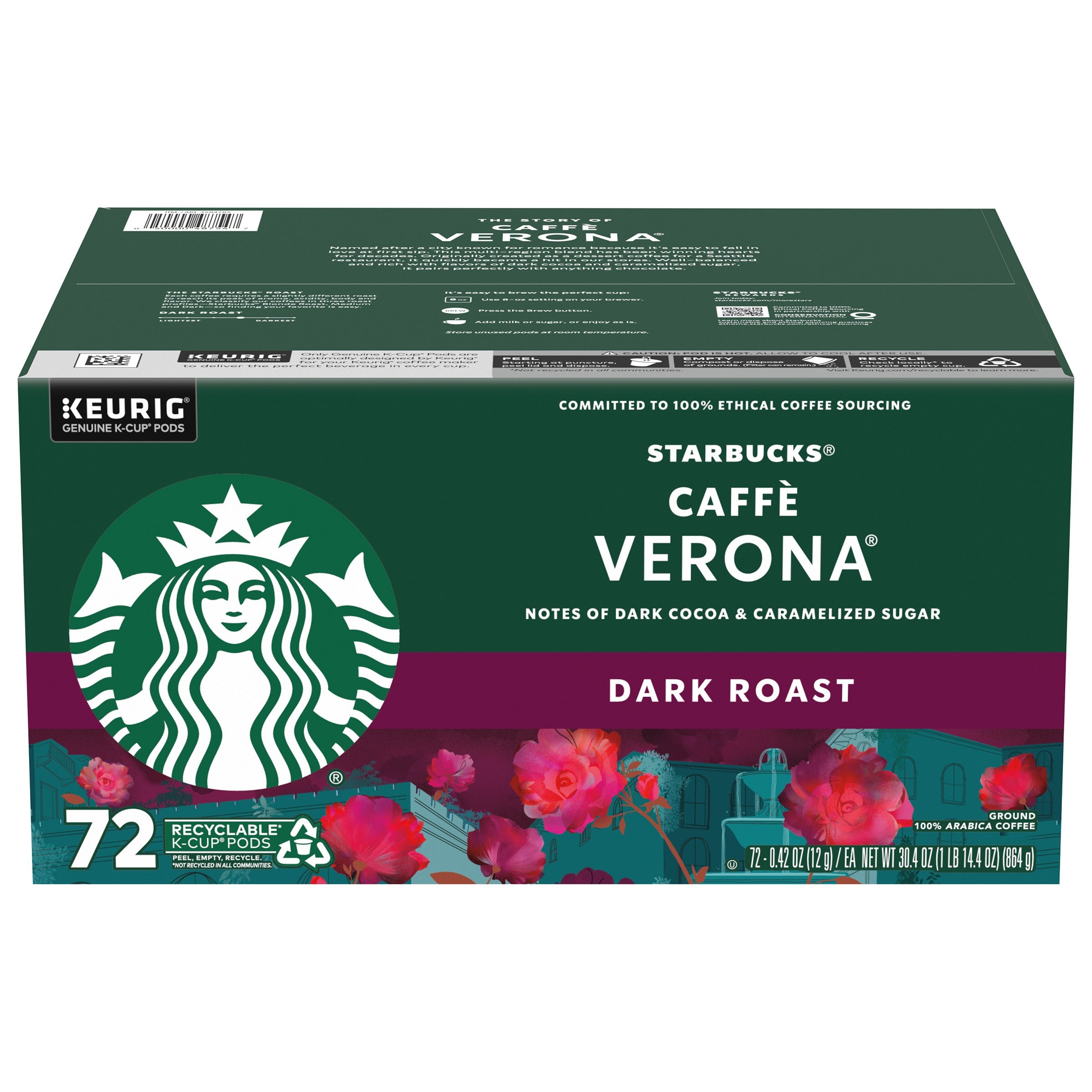 Starbucks Caffè Verona Dark Roast K-Cup Pods, 72 Count