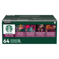 Starbucks Dark Roasts Variety Pack K-Cup Pods, 64 Count