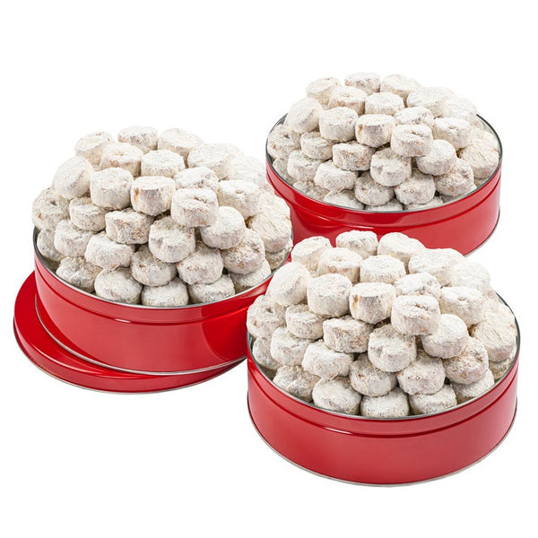 David's Cookies Butter Pecan Meltaways, three 32 oz tins