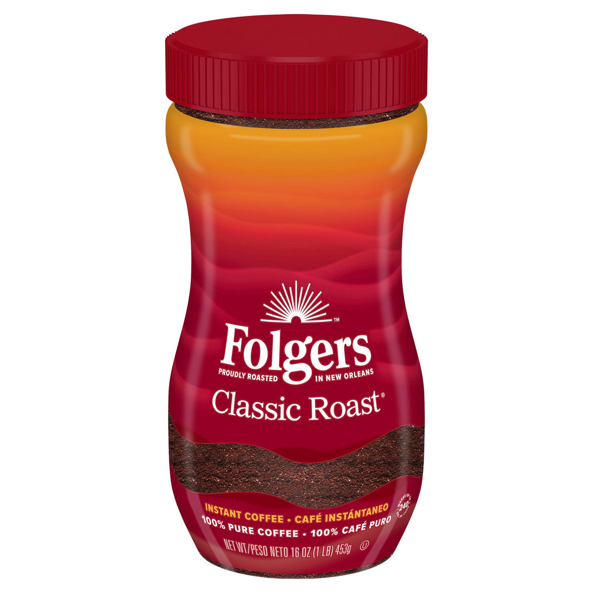 Folgers Classic Roast Instant Coffee, 16 oz