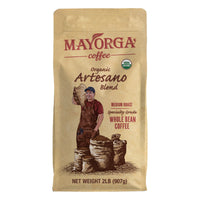 Mayorga Organic Artesano Blend Whole Bean Coffee, Medium Roast, 2 lb
