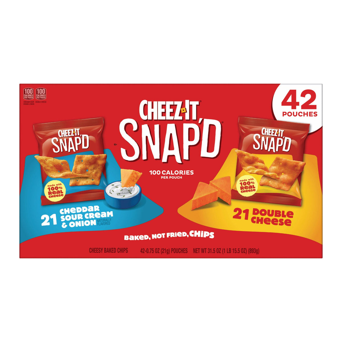 Cheez-It Snap'd Crackers, Variety Pack, .75 oz, 42-count