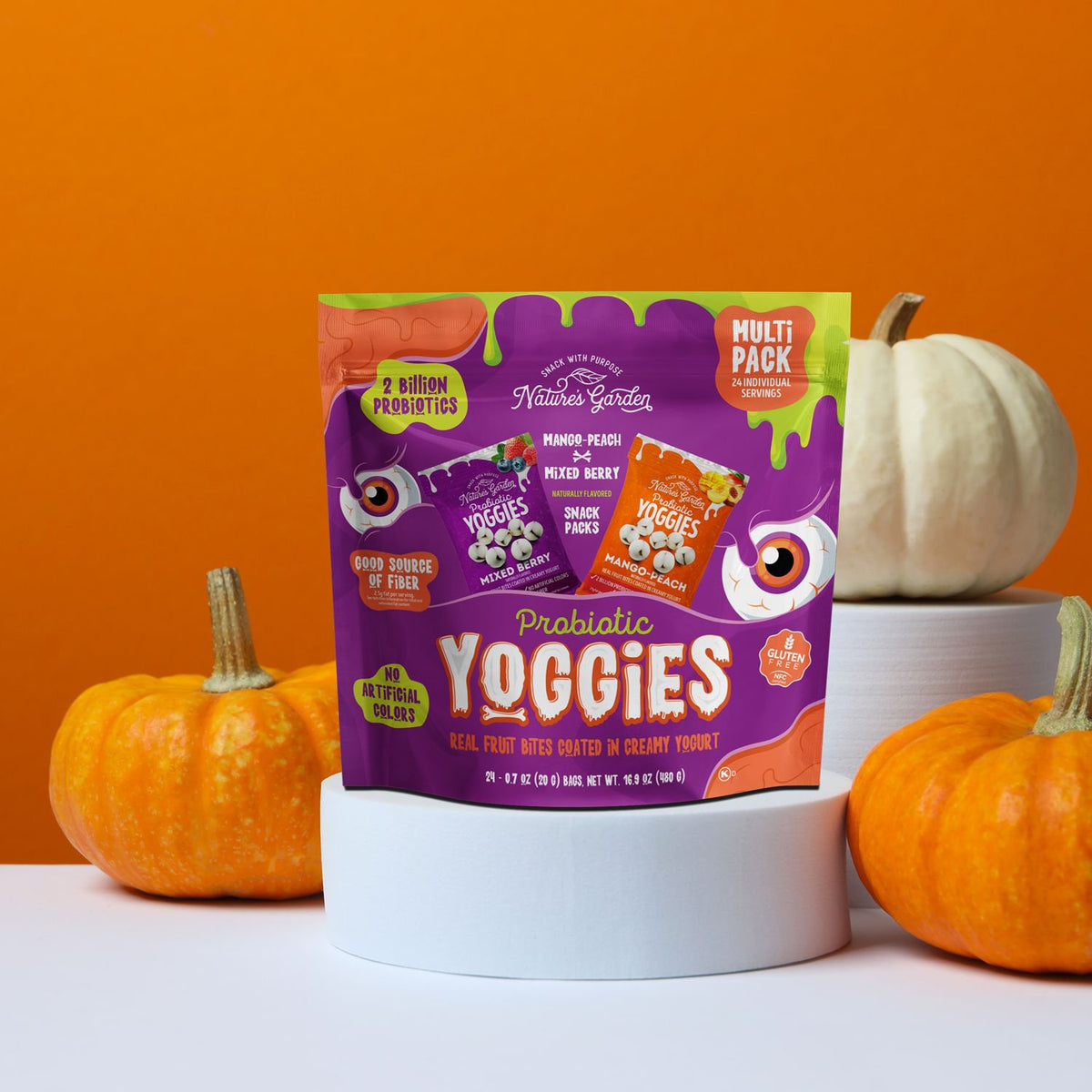 Nature's Garden Probiotic Halloween Yoggies, Variety Pack, 0.7 oz., 24 pk.