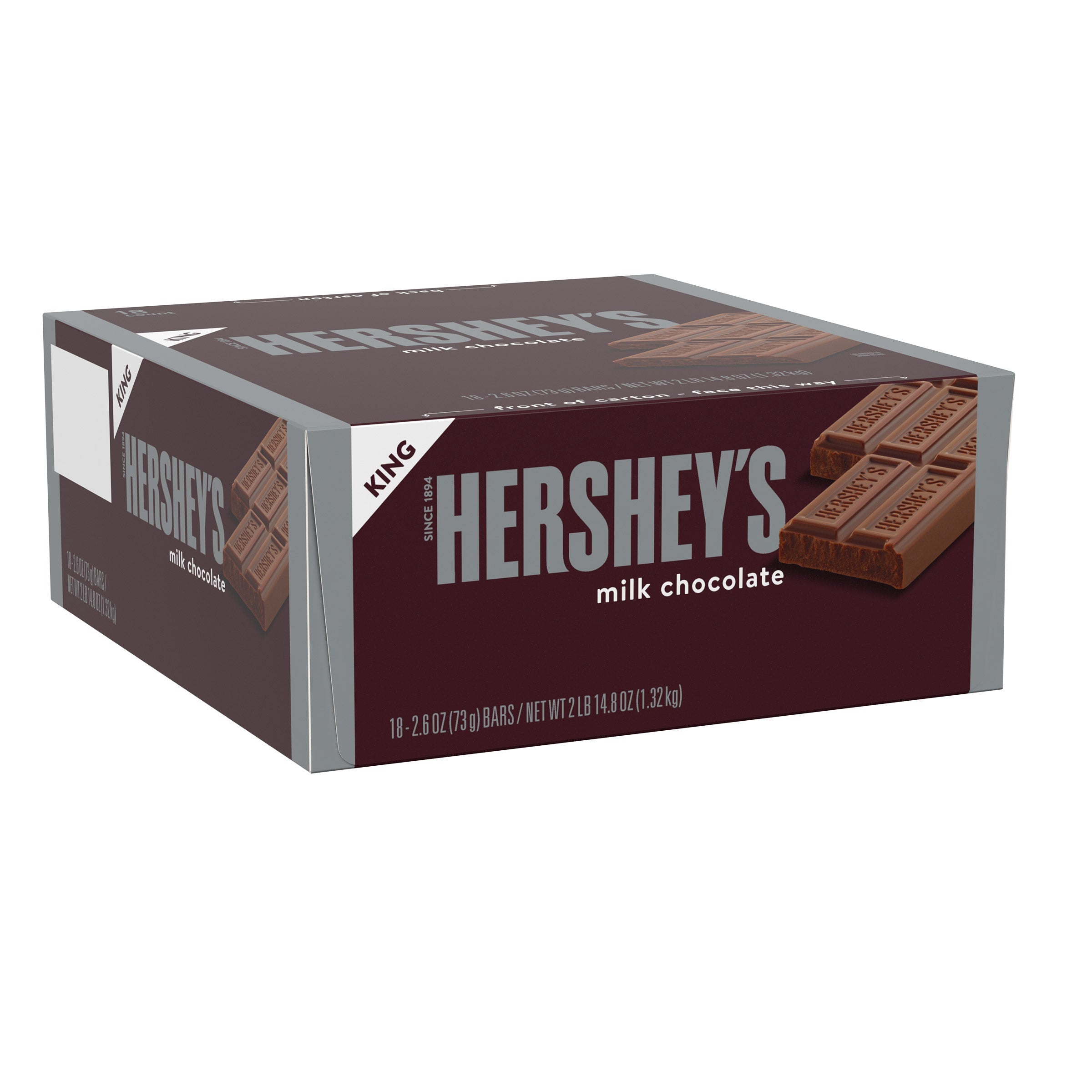 Hershey's King Size Milk Chocolate Bars, 2.6 oz, 18-count