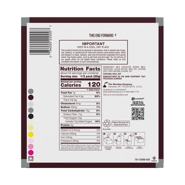 Hershey's King Size Milk Chocolate Bars, 2.6 oz, 18-count