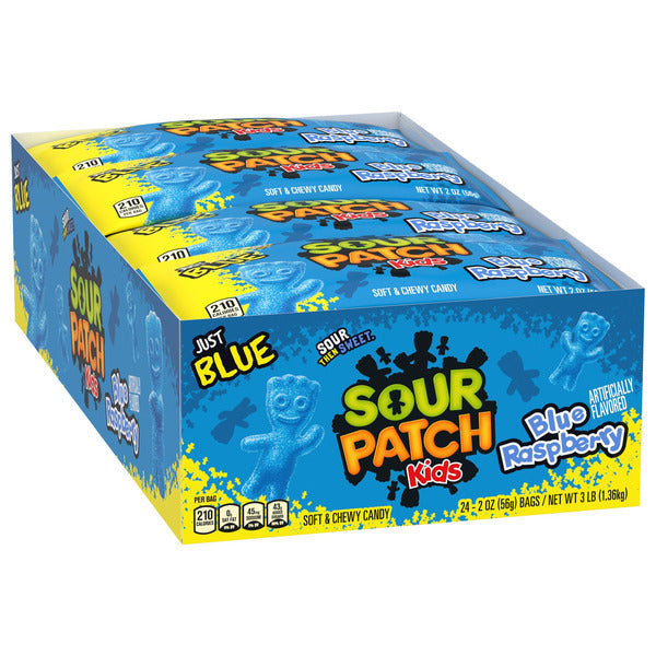 SOUR PATCH KIDS Soft & Chewy Candy, Blue Raspberry, 2 oz, 24 ct
