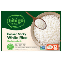 Bibigo, Cooked Sticky White Rice Bowls, Medium Grain, 7.4 oz, 12-Count