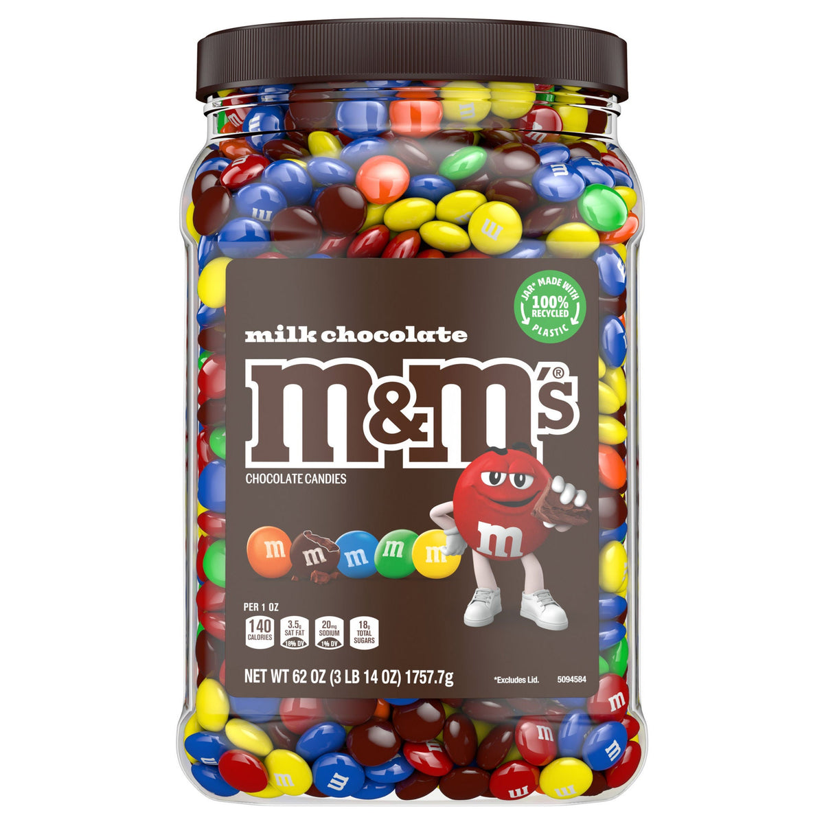 M&M's Milk Chocolate Candy, 62 oz Jar
