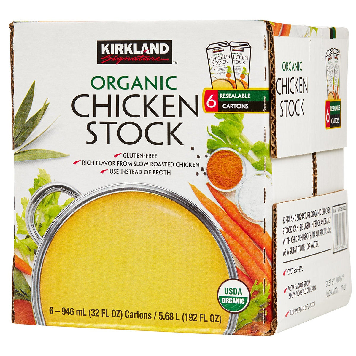 Kirkland Signature, Organic Chicken Stock, 32 fl oz, 6-Count
