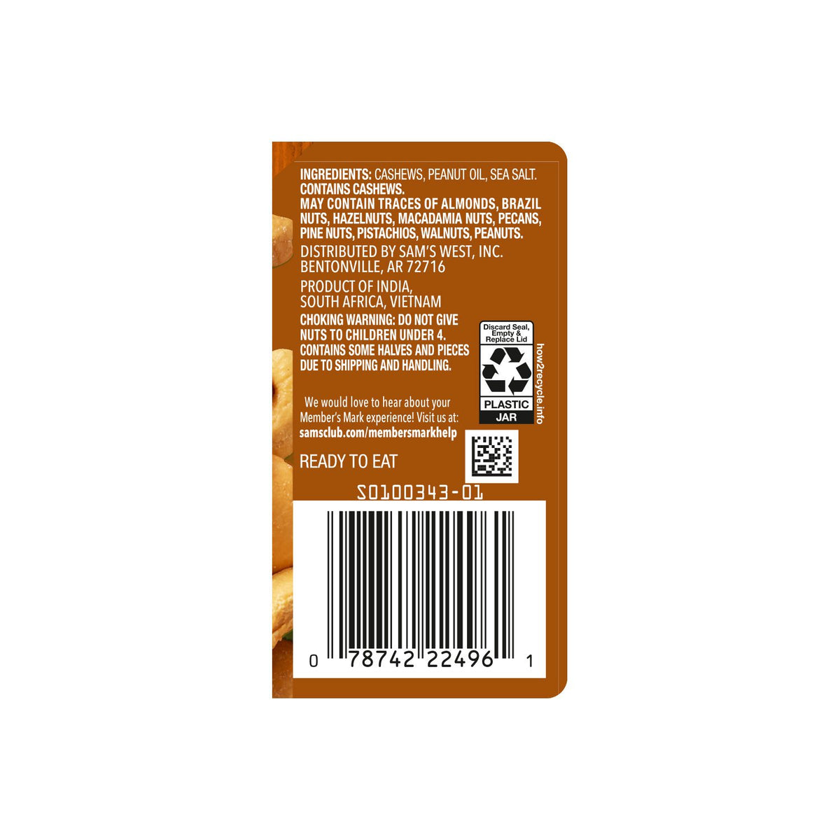 Member's Mark Lightly Salted Whole Cashews, 33 oz.