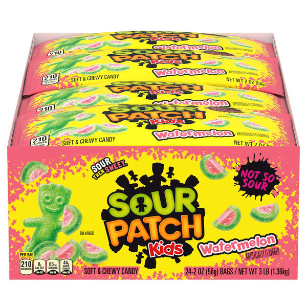 SOUR PATCH KIDS Soft & Chewy Candy, Watermelon, 2 oz, 24 ct