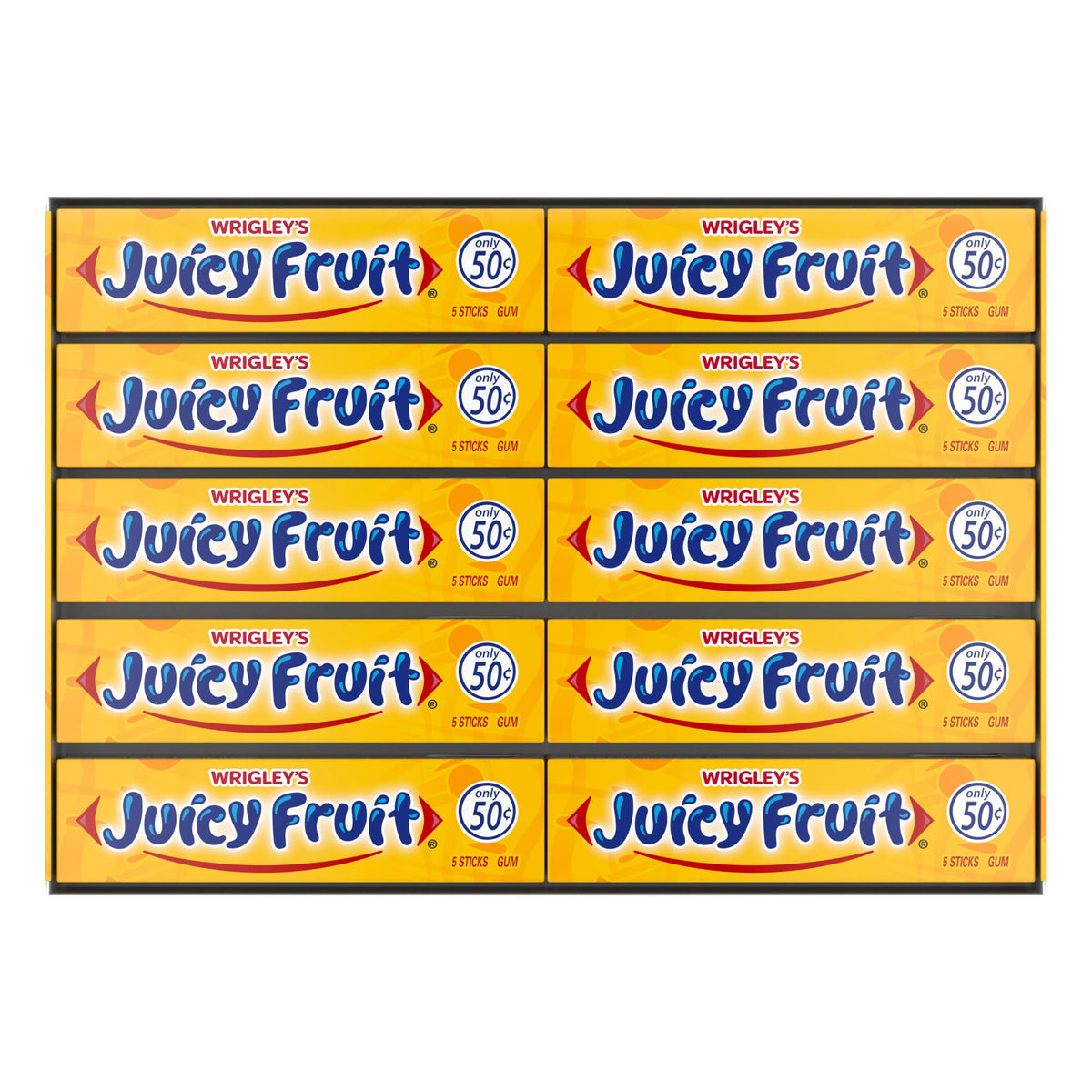 Wrigley's Juicy Fruit Chewing Gum, 5-sticks, 40-count