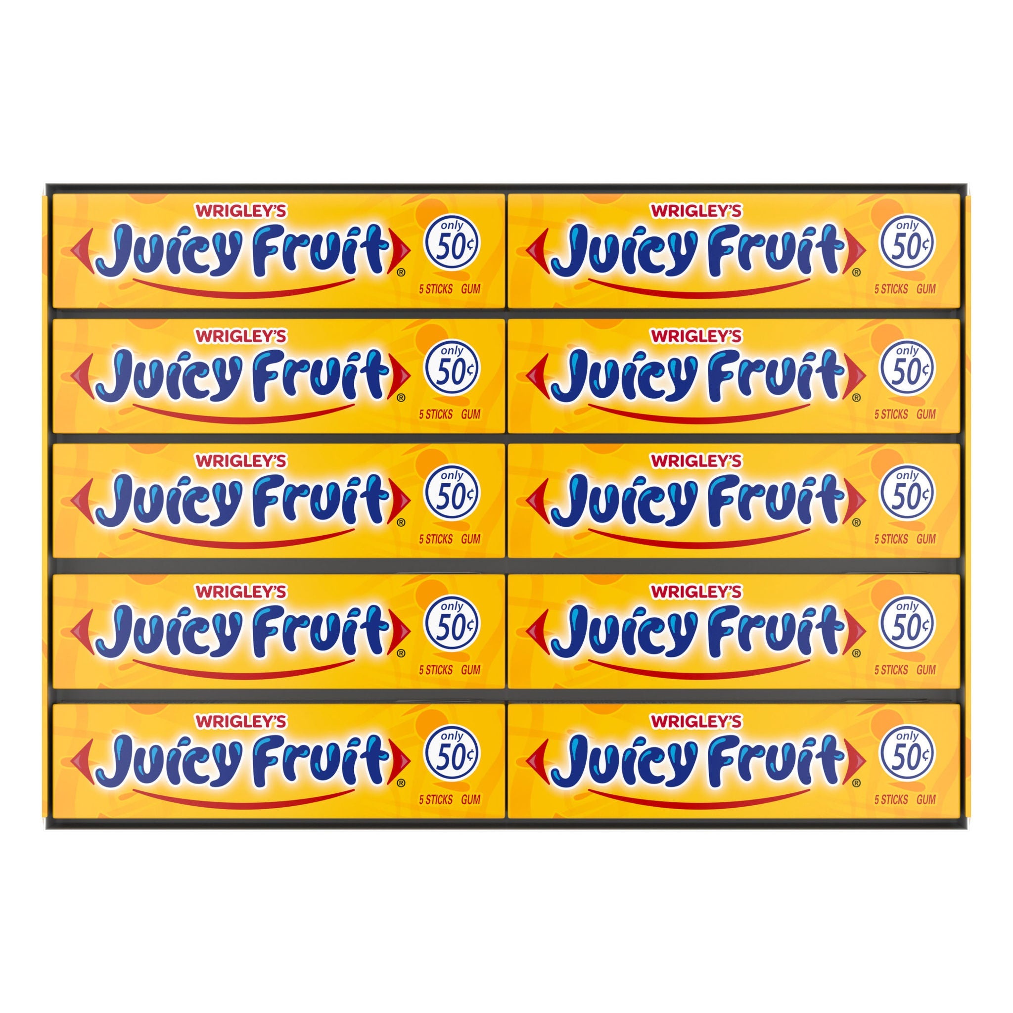 Wrigley's Juicy Fruit Chewing Gum, 5-sticks, 40-count