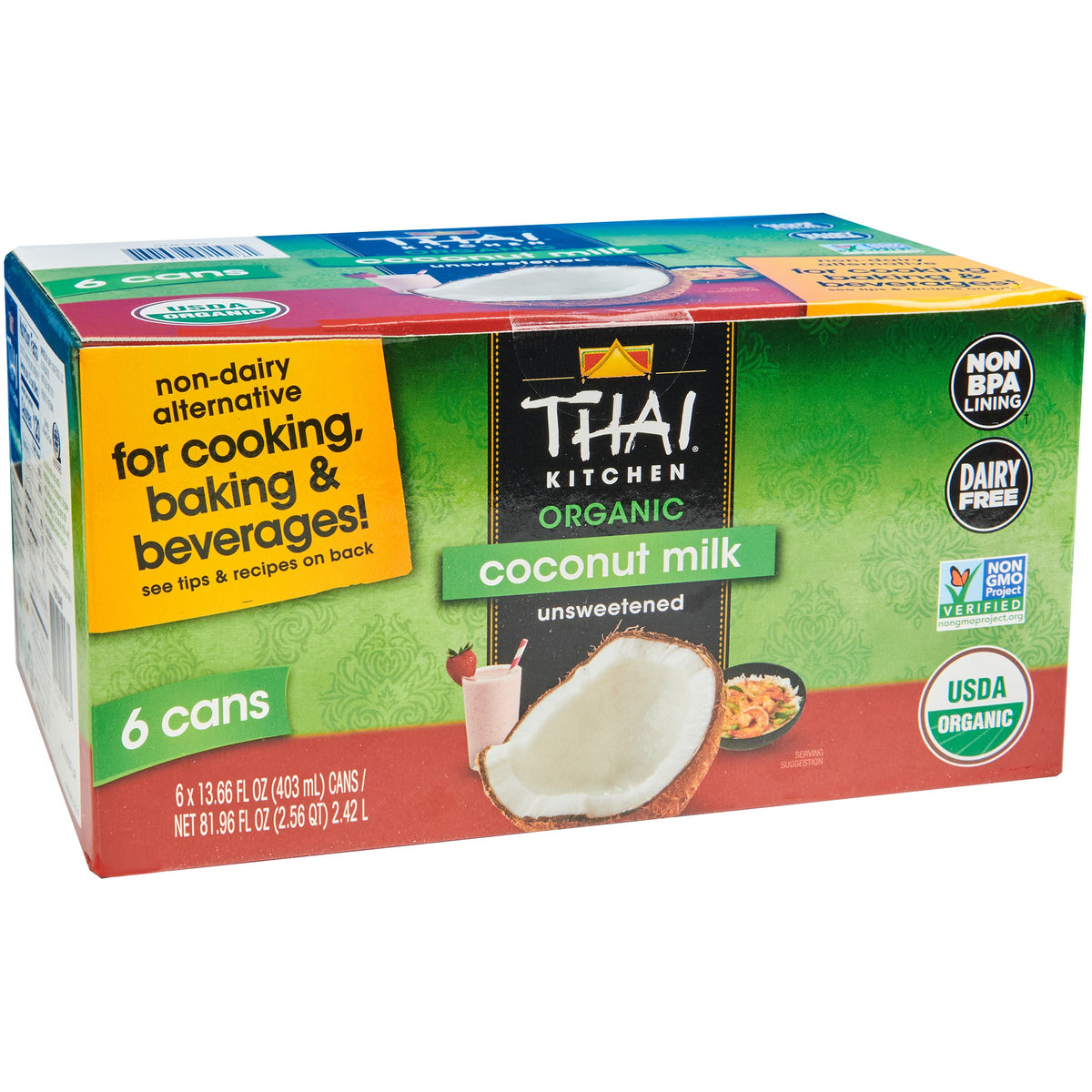Thai Kitchen Organic Coconut Milk, Unsweetened, 13.66 fl oz, 6 ct
