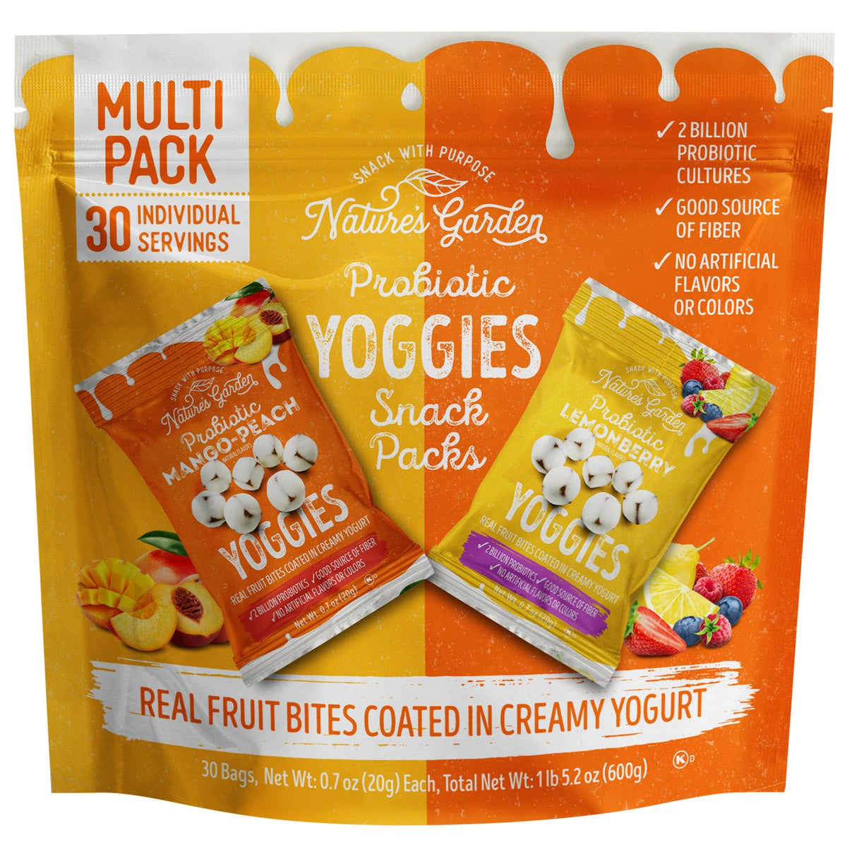 Nature's Garden, Probiotic Yoggies Variety, 0.7 oz,  30-count