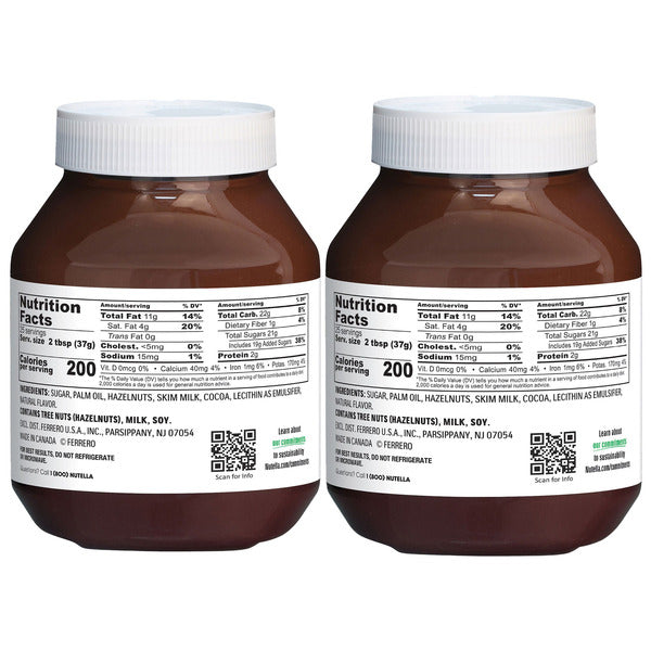 Nutella Hazelnut Spread with Cocoa, 33.5 oz, 2 ct