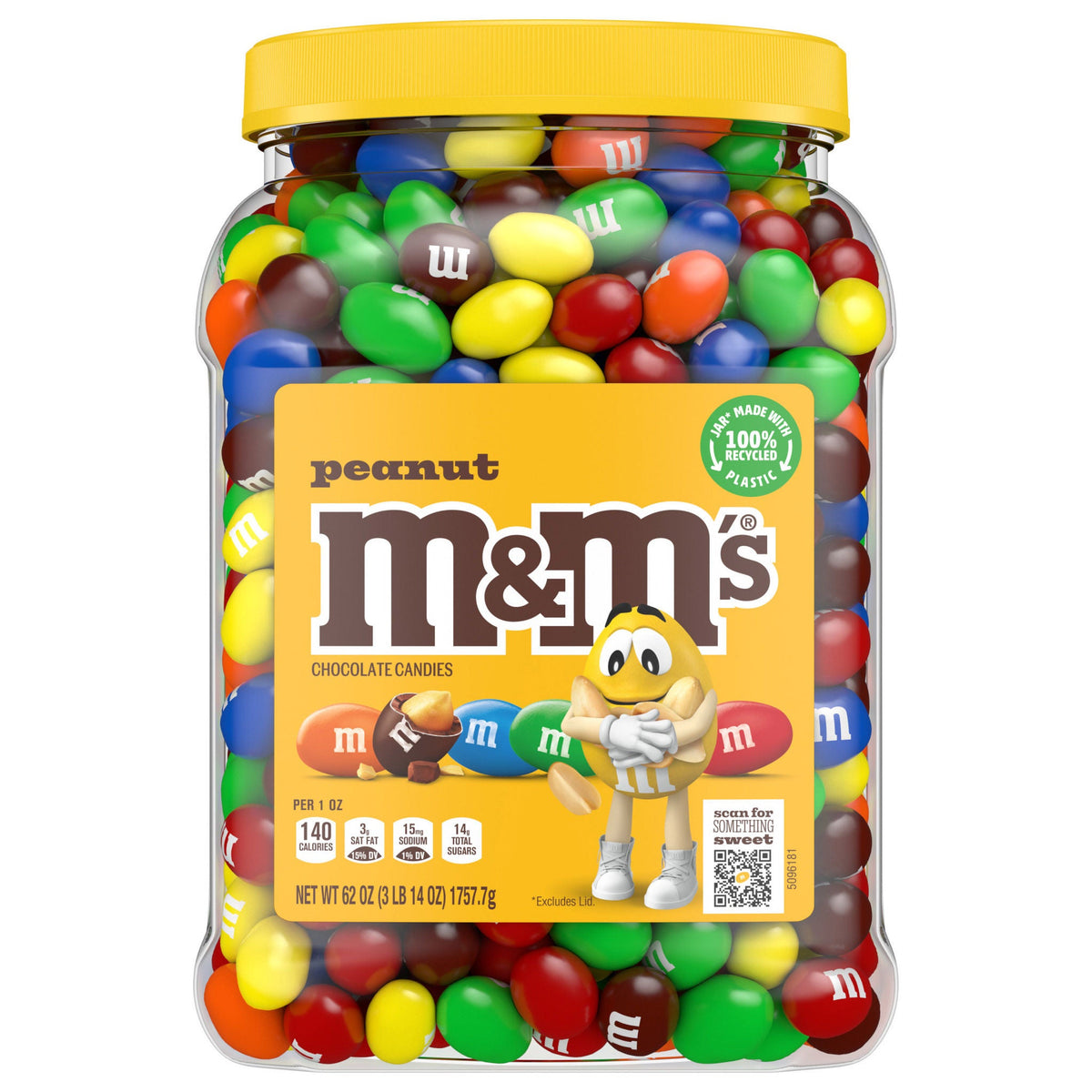 M&M's Chocolate Candy, Peanut, 62 oz Jar