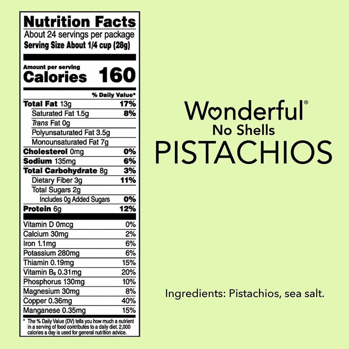 Wonderful Shelled Roasted Salted Pistachios, 24 oz.