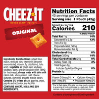 Cheez-It Baked Snack Crackers, Cheddar, 1.5 oz, 45 ct