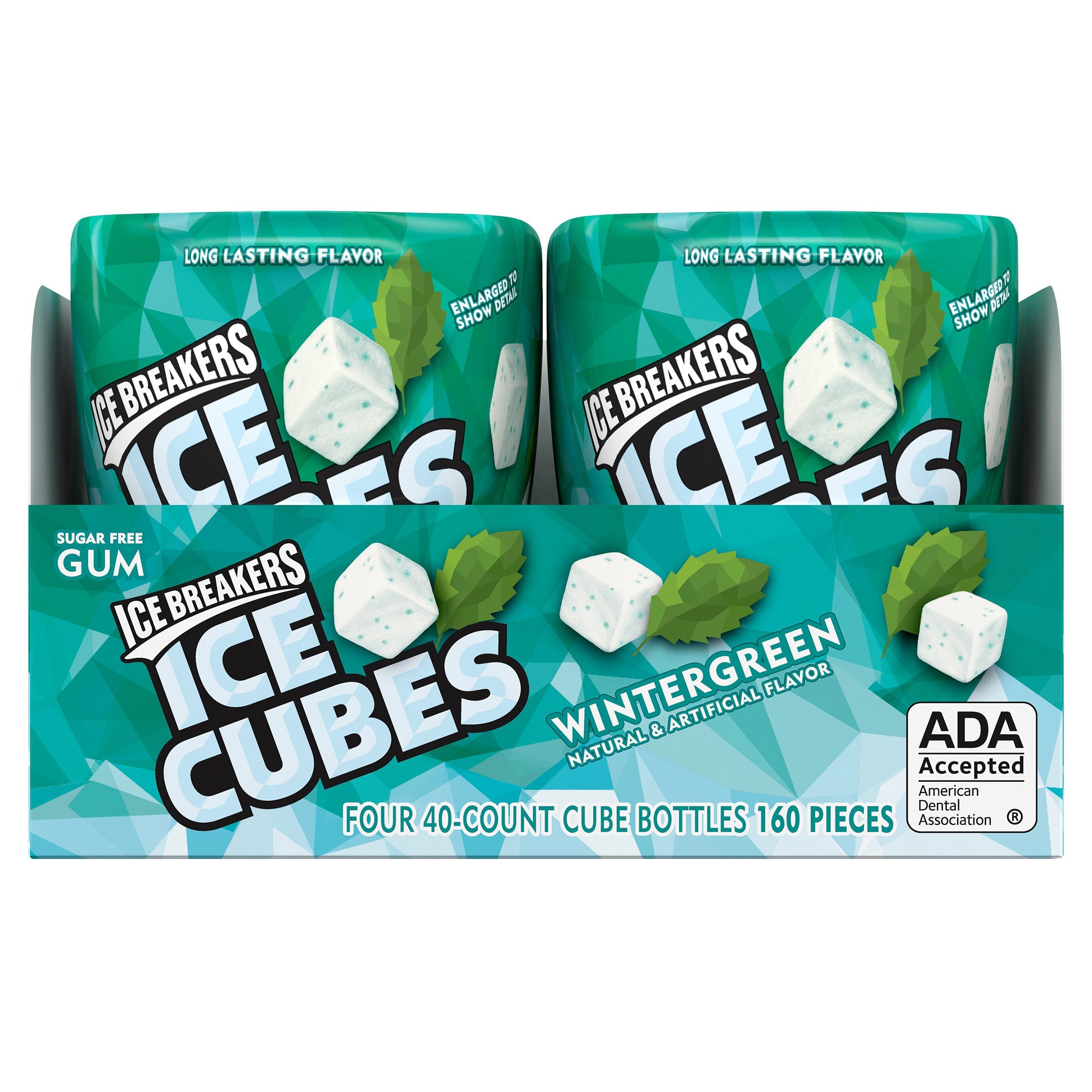 Ice Breakers Ice Cubes Sugar Free Gum, Wintergreen, 40 pieces, 4-count