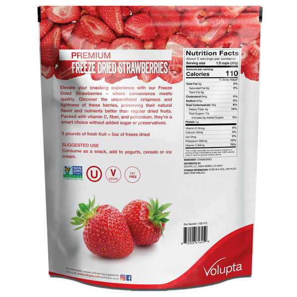 Volupta Premium Freeze Dried Strawberries, 5 oz