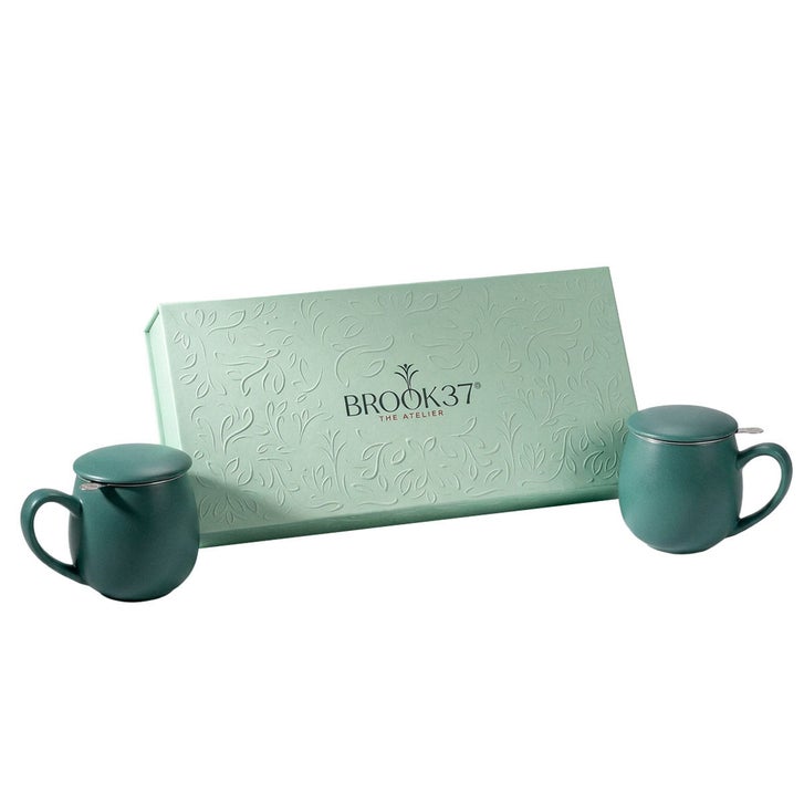 Brook 37 Ambrosia Gift Box Tea Collection, 4 Loose Leaf Tins (4 oz Total)  2 Teacups & Infusers