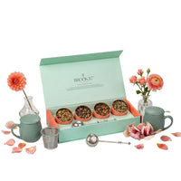 Brook 37 Ambrosia Gift Box Tea Collection, 4 Loose Leaf Tins (4 oz Total)  2 Teacups & Infusers