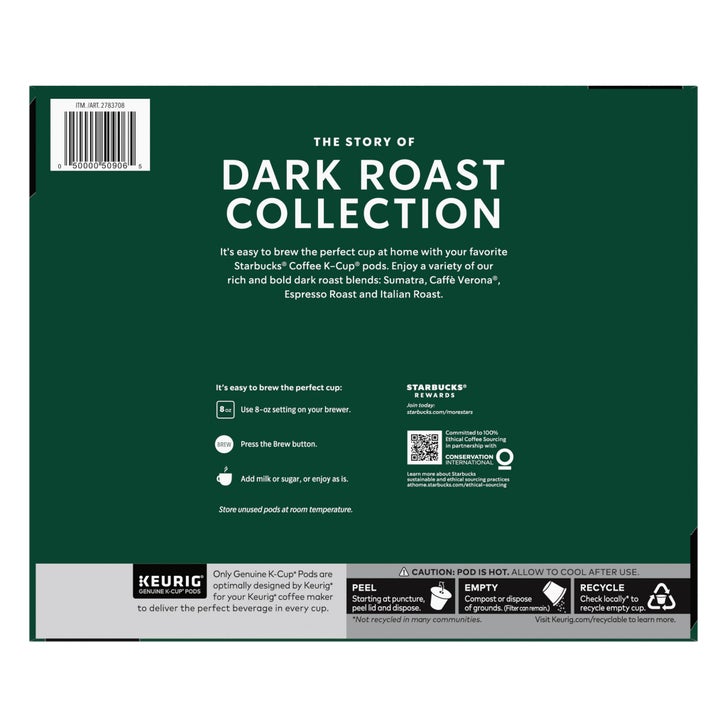 Starbucks Dark Roasts Variety Pack K-Cup Pod, 64-count