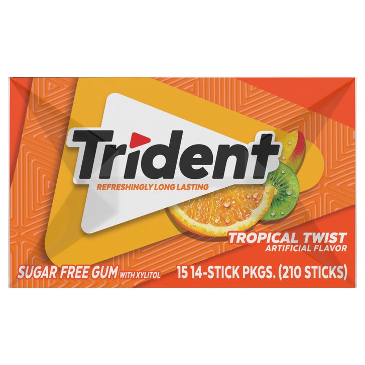 Trident Sugar Free Gum, Tropical Twist, 14-count, 15-pack