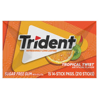 Trident Sugar Free Gum, Tropical Twist, 14-count, 15-pack